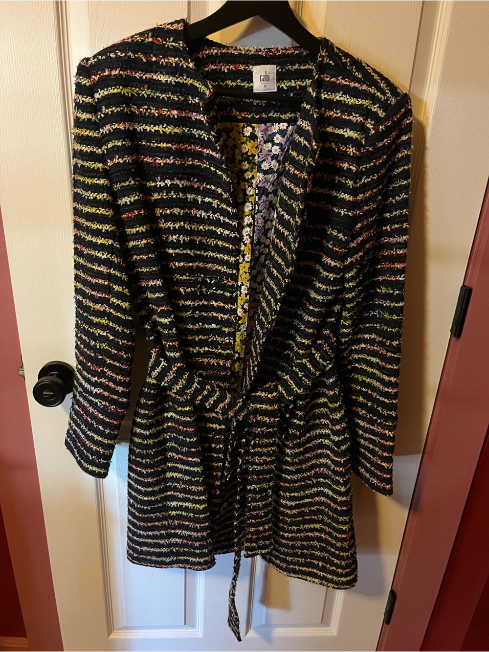 Cabi Multicolor Tweed Belted Longline Blazer/Coat